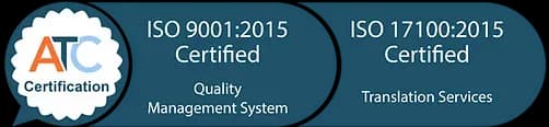 ATCC ISO 9001 & 17100 Certification Badge